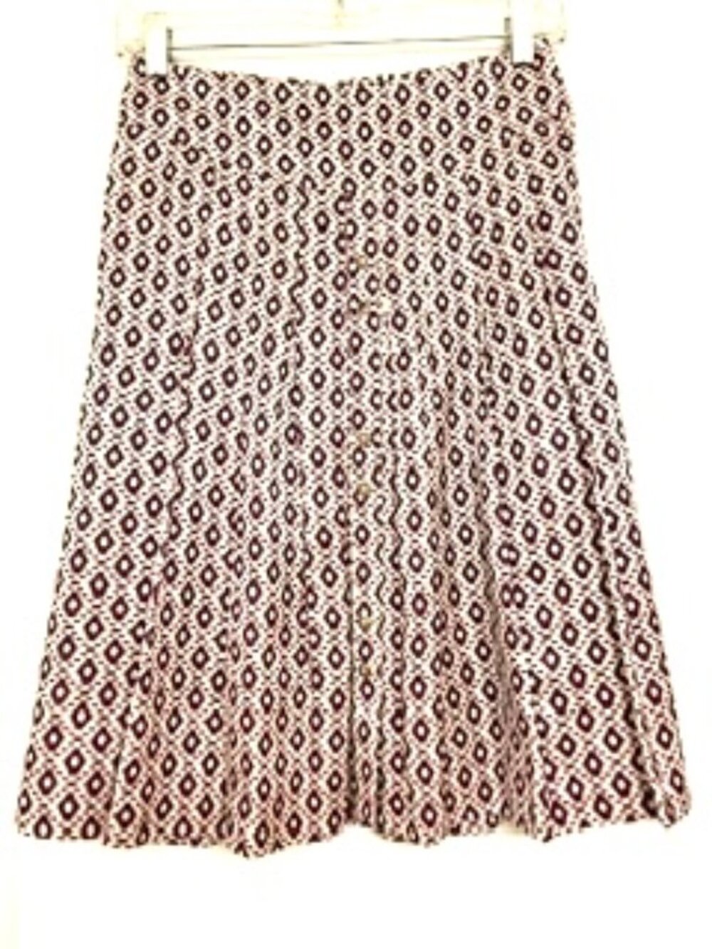 MAYLE Pleated Skirt Size 2, Burgundy Pattern